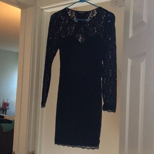 Express Long sleeve lace black dress
